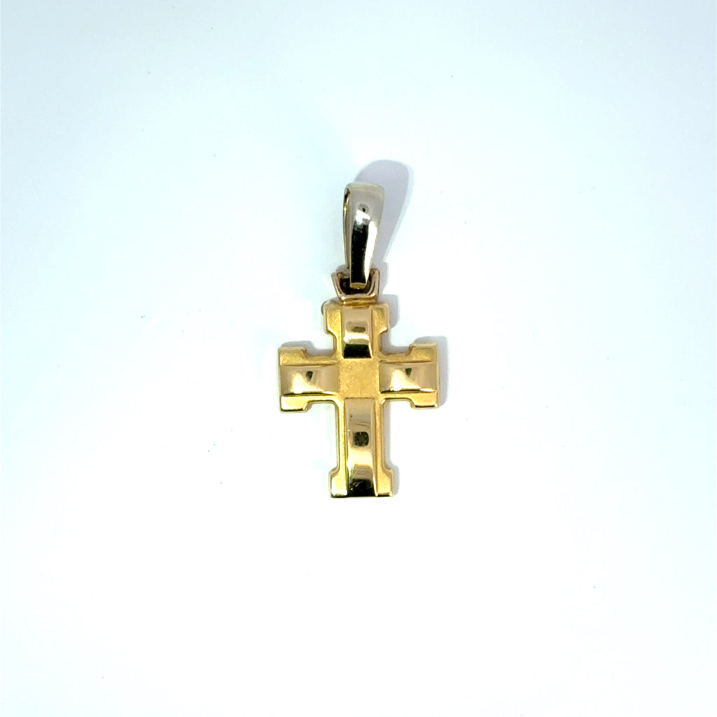 Vintage Italian 18ct Yellow & White Gold Cross, (late-20th Century)
