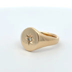 9ct Yellow Gold Oval Diamond Set Signet Ring