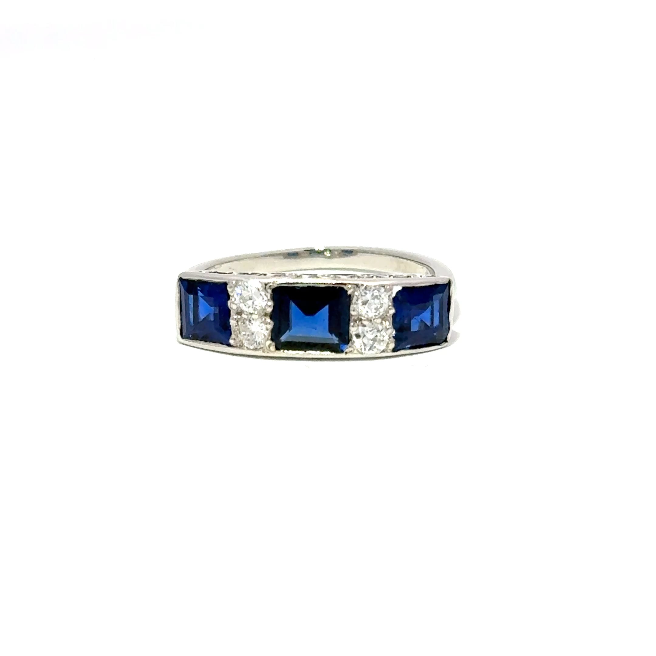 Antique Platinum Sapphire & Diamond Ring (c. 1930)