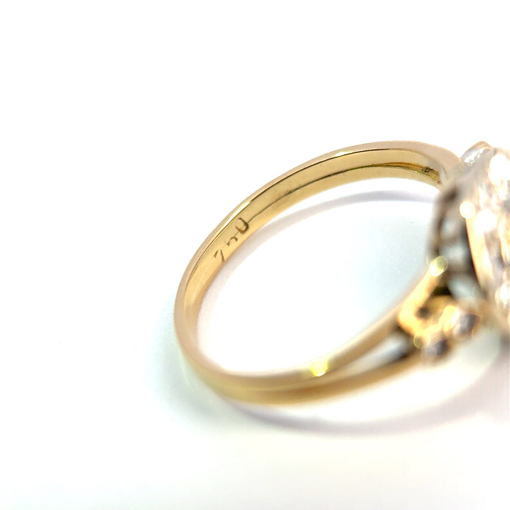 18ct Yellow Gold Emerald & Diamond Cluster Ring