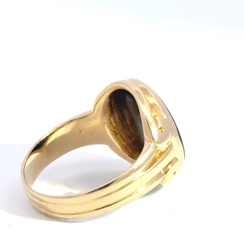 Vintage 18ct Seal Engraved Bloodstone Signet Ring