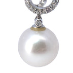 Vintage 18ct White Gold Akoya Pearl and Diamond Drop Earrings