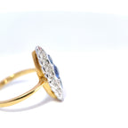 18ct Yellow and White Gold Navette Cluster Ring Set with Sapphire and Diamond