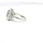 18ct White Gold Oval Aquamarine & Diamond Cluster Ring