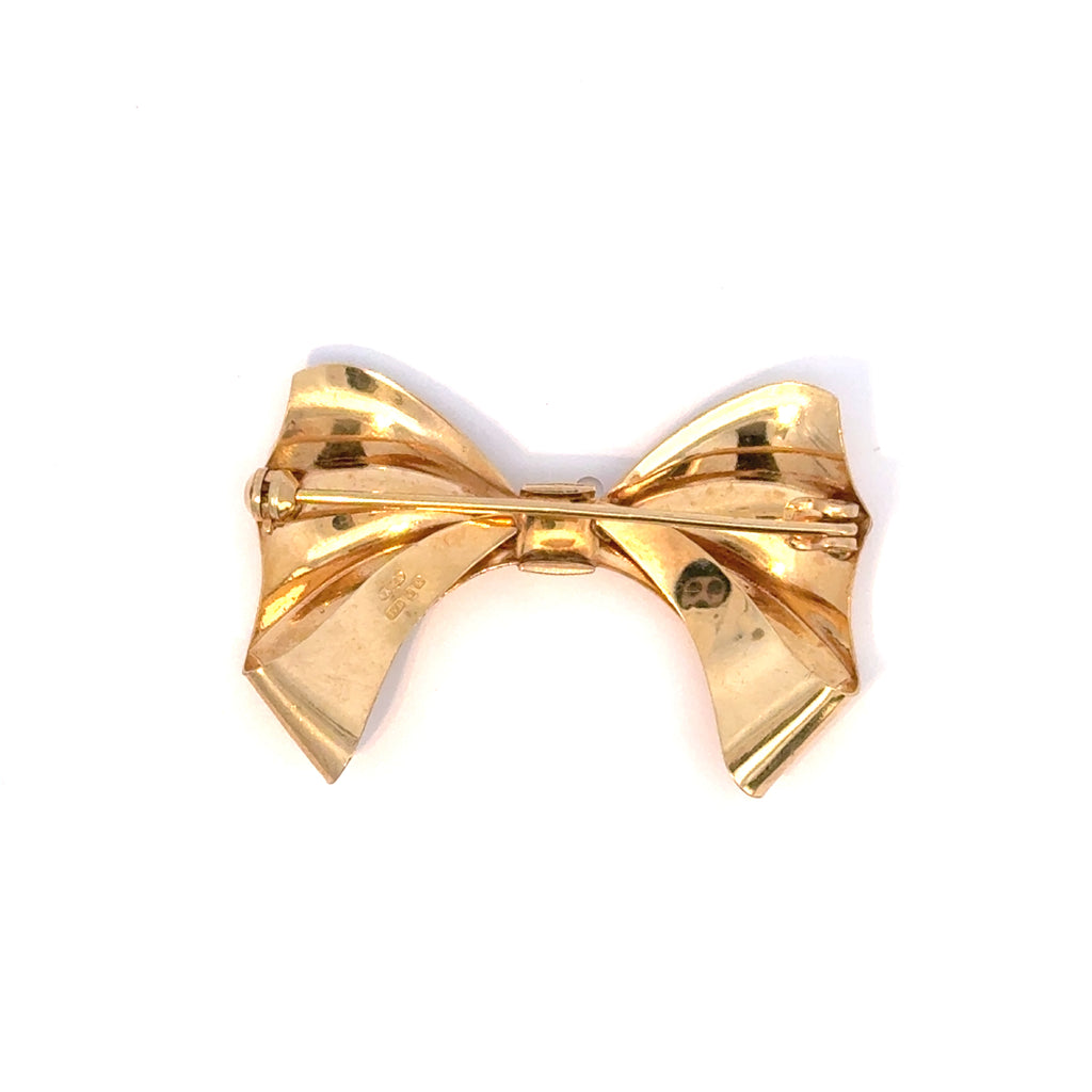 Vintage 9ct Yellow Gold Bow Brooch