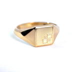 Vintage 9ct Yellow Gold Geometric Signet Ring