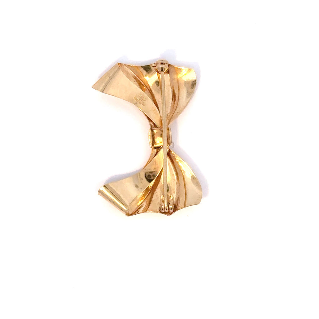 Vintage 9ct Yellow Gold Bow Brooch