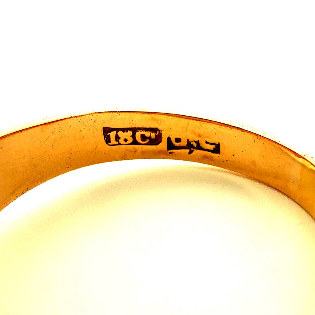 Antique 18ct Yellow Gold Old Cut Diamond Solitaire Belcher Ring