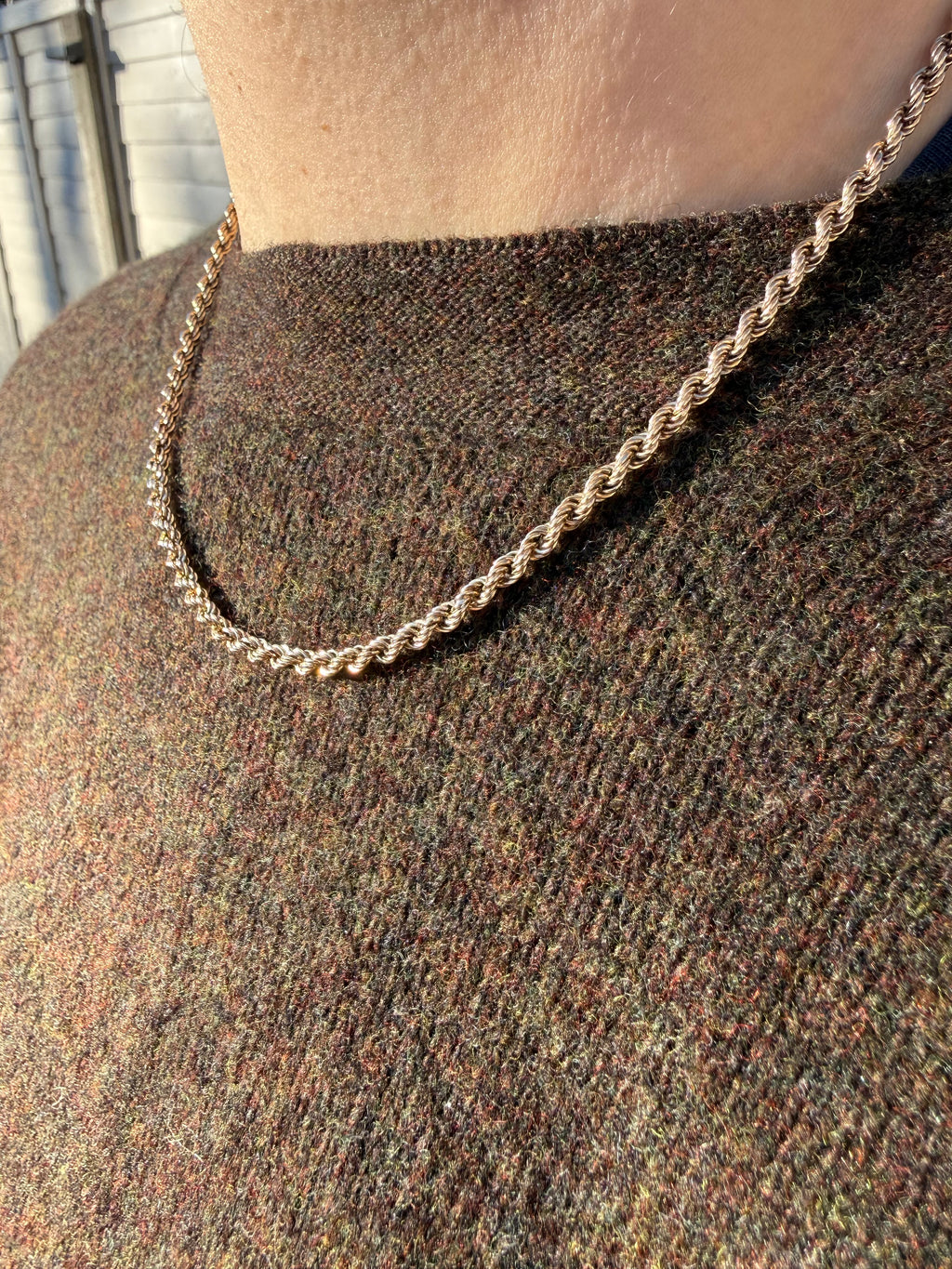 Vintage 9ct Yellow Gold Rope Chain, 16.5", (3mm)