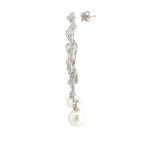 Vintage 18ct White Gold Akoya Pearl and Diamond Drop Earrings