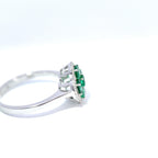18ct White Gold Emerald and Diamond Clover Ring