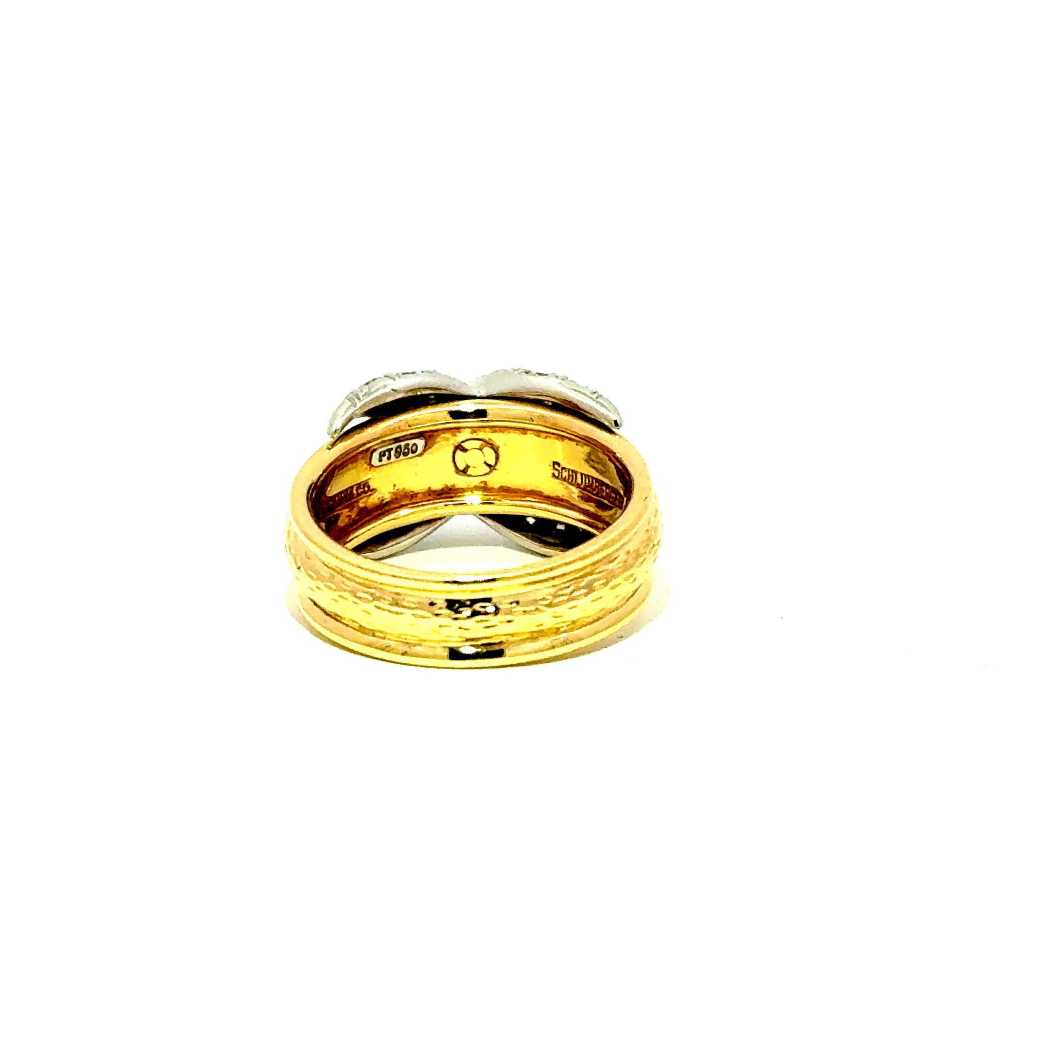 Vintage Tiffany & Co Schlumberger X Ring in 18ct Yellow Gold & Platinum
