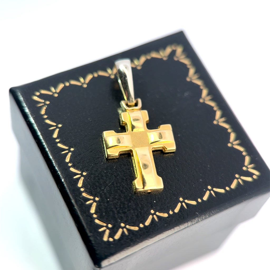 Vintage Italian 18ct Yellow & White Gold Cross, (late-20th Century)
