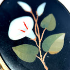 Antique 9ct Yellow Gold Pietra Dura Calla Lily Brooch