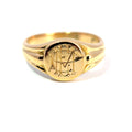 Vintage 18ct Yellow Gold Engraved Round Signet Ring