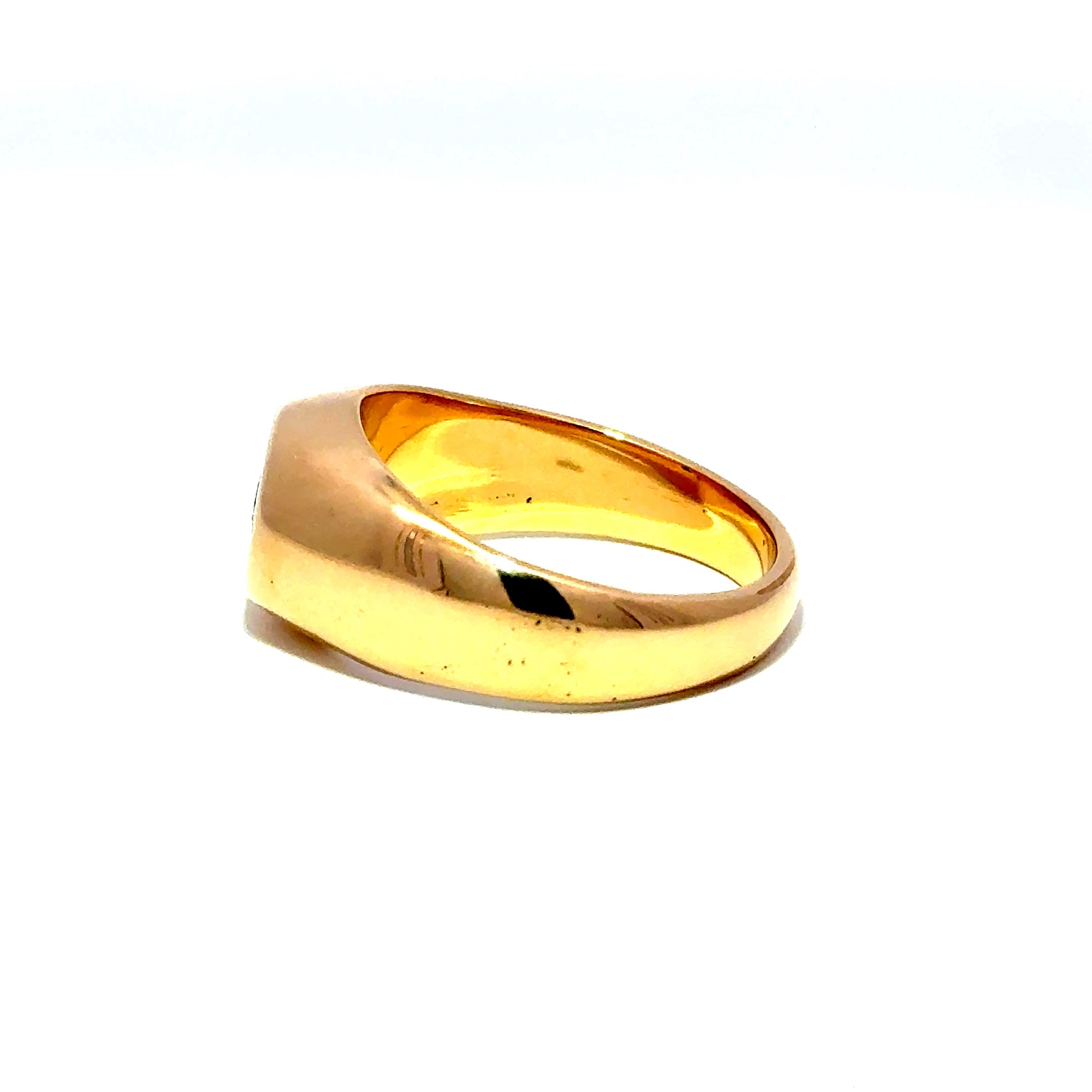 Vintage 18ct Gold Signet Ring Set With Old Cut Diamond