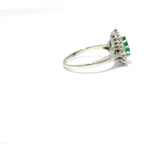 18ct White Gold Pear Cur Emerald & Diamond Cluster Ring