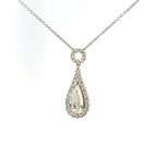 18ct White Gold Pear Cut Diamond Halo Necklace