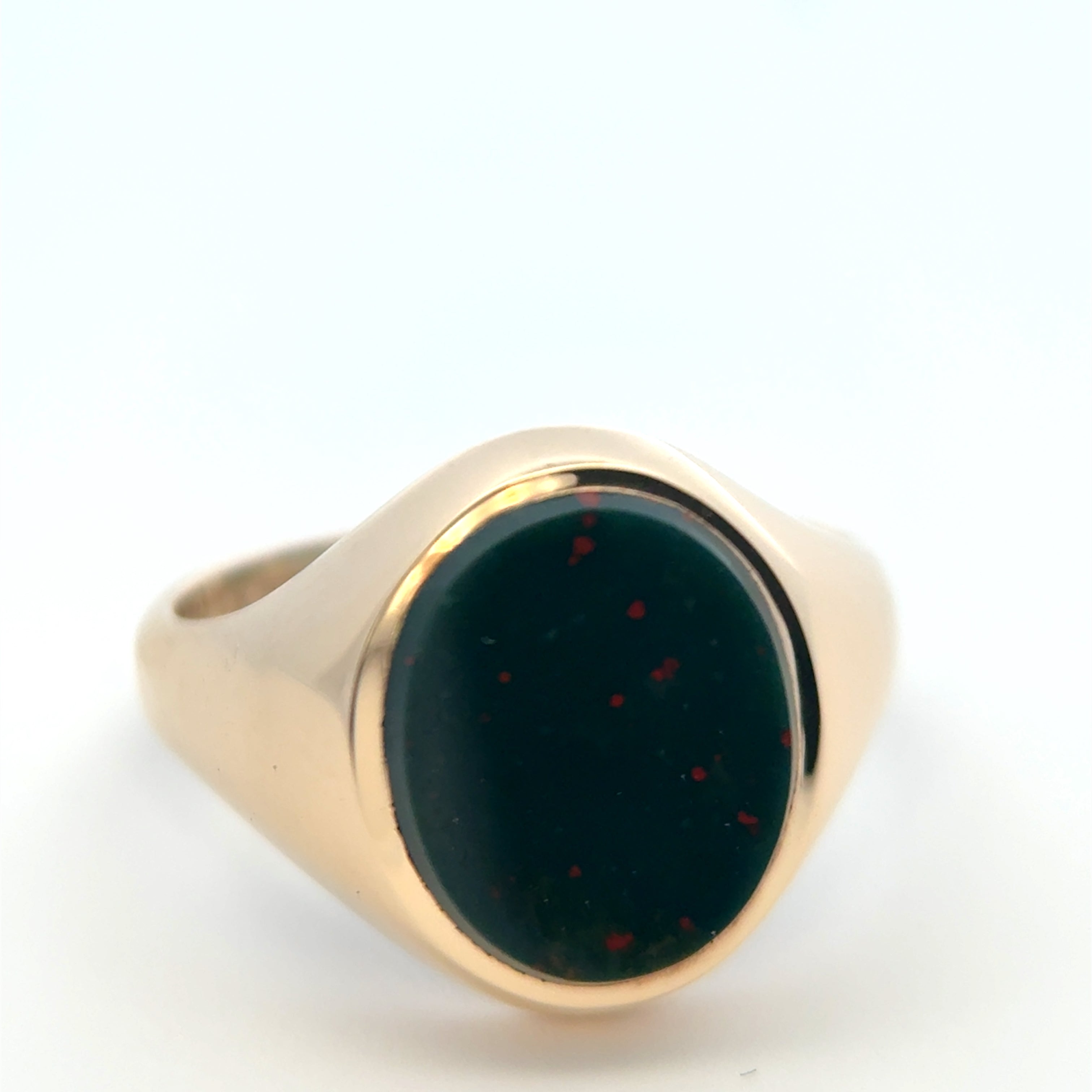 Vintage 9ct Yellow Gold Vintage Bloodstone Signet Ring Hallmarked 1966