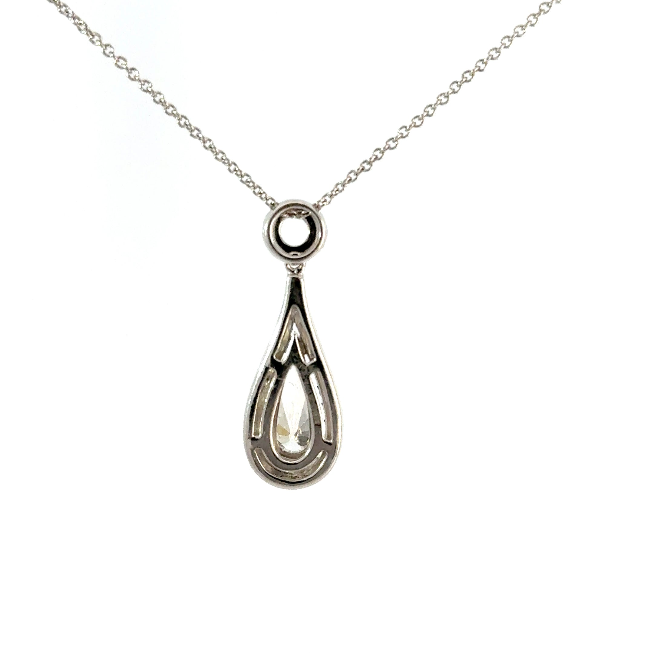 18ct White Gold Pear Cut Diamond Halo Necklace