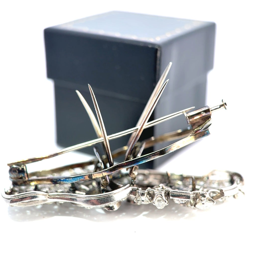Art Deco Platinum & Mixed-Cut Diamond Convertible Double-Clip Broooch, (c. 1935)