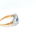Vintage 18ct Yellow and White Gold Sapphire and Old Cut Diamond Cluster Ring, circa mid twentieth century
