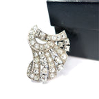Art Deco Platinum & Mixed-Cut Diamond Convertible Double-Clip Broooch, (c. 1935)