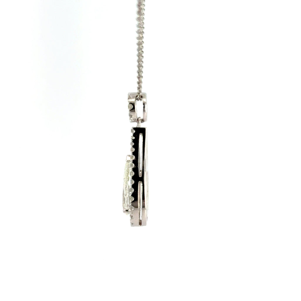 18ct White Gold Pear Cut Diamond Halo Necklace