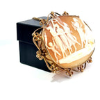 Antique 8ct Yellow Gold 'The Three Graces' Cameo Brooch (c. 1900's)