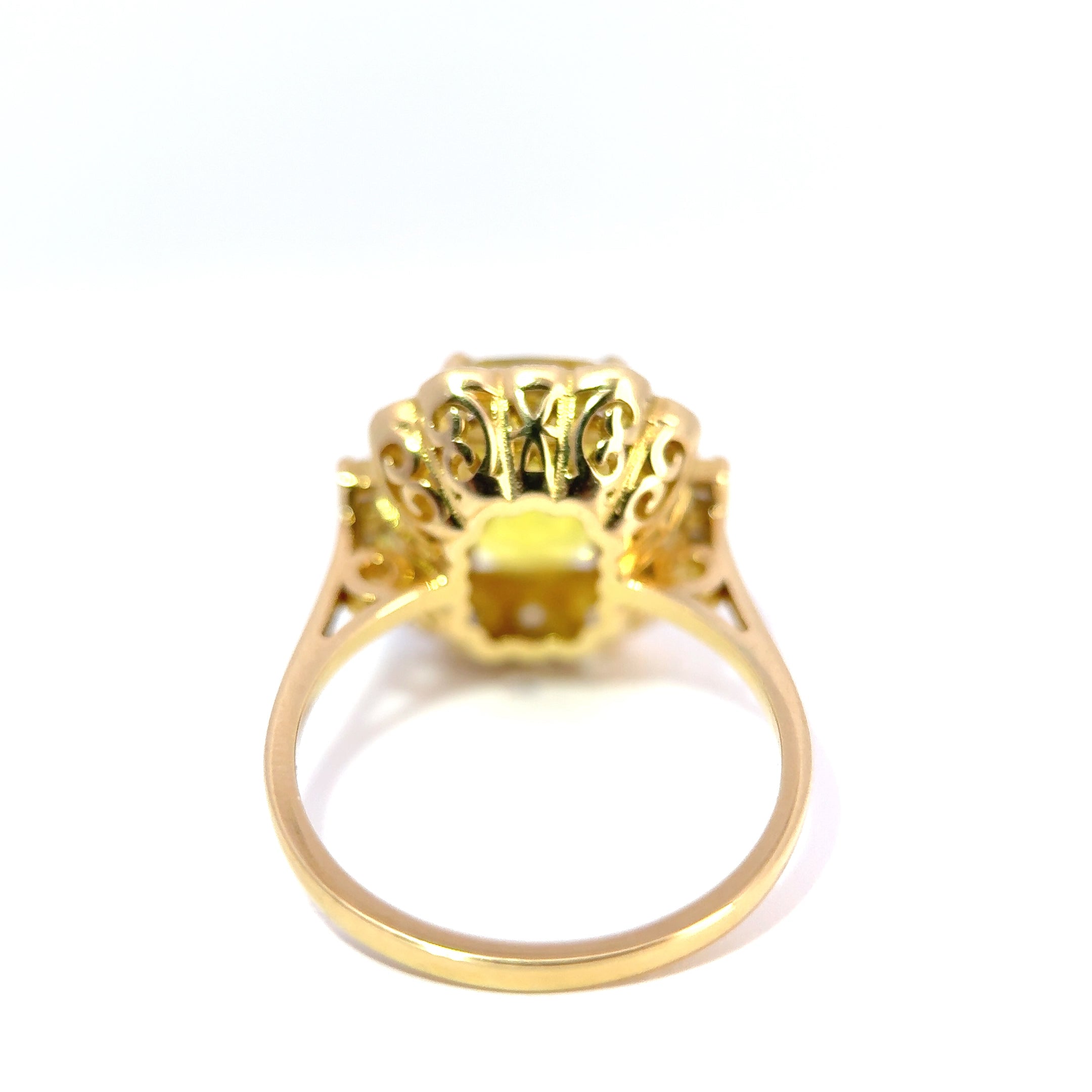 Vintage 18ct Yellow Gold Yellow Sapphire & Diamond Cluster Ring, circa 1990’s to early 2000’s