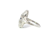 18ct White Gold Antique Art Deco Style Diamond & Sapphire Dress Ring (Pre-Loved)