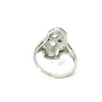 18ct White Gold Antique Art Deco Style Diamond & Sapphire Dress Ring (Pre-Loved)