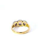 18ct Yellow Gold Pink Sapphire & Diamond Cluster Ring