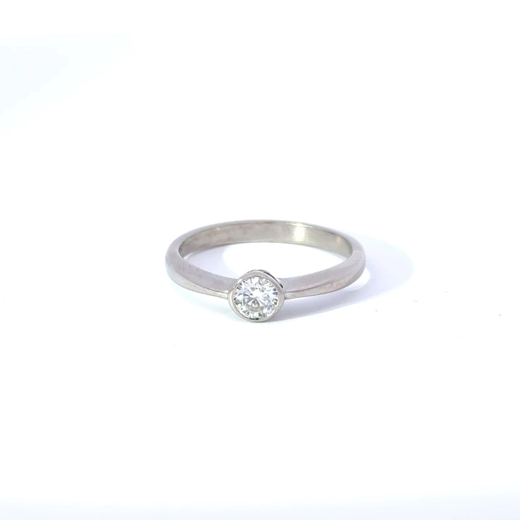 18ct White Gold Diamond Bezel Set Solitaire Ring
