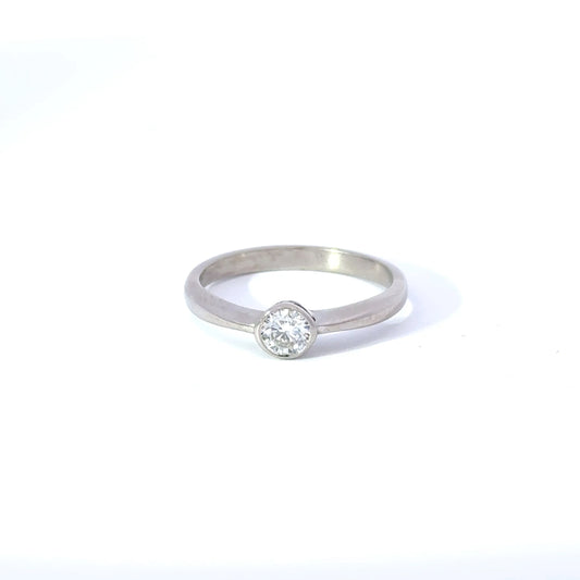 18ct White Gold Diamond Bezel Set Solitaire Ring, 0.29ct (Pre-Loved)