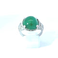 Anillo de platino con esmeralda cabujón y diamantes, 14,0 ct estimados (segunda mano)