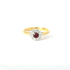 18ct Yellow Gold Ruby & Diamond Cluster Ring