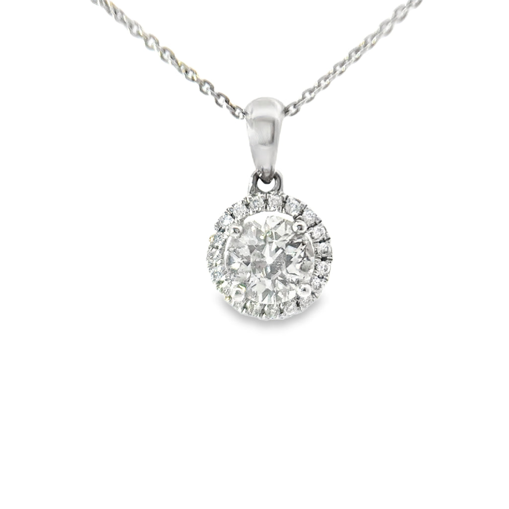 18ct White Gold Diamond Halo Necklace