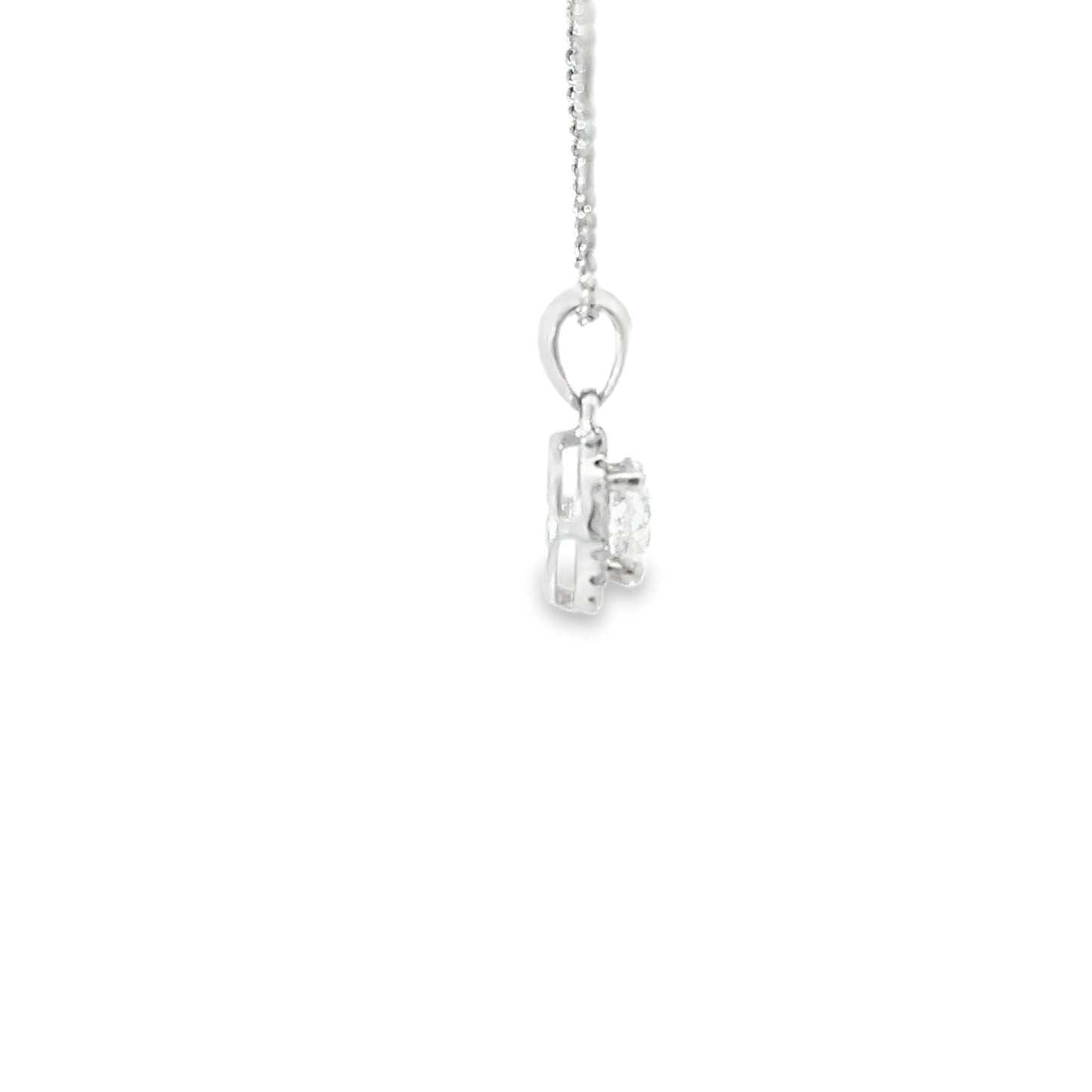 18ct White Gold Diamond Halo Necklace (Pre-Loved), Est. 0.50ct