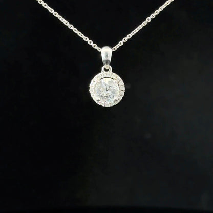 18ct White Gold Diamond Halo Necklace (Pre-Loved), Est. 0.50ct