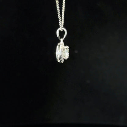 18ct White Gold Diamond Halo Necklace (Pre-Loved), Est. 0.50ct