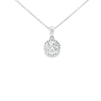 18ct White Gold Diamond Halo Necklace