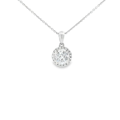 18ct White Gold Diamond Halo Necklace (Pre-Loved), Est. 0.50ct