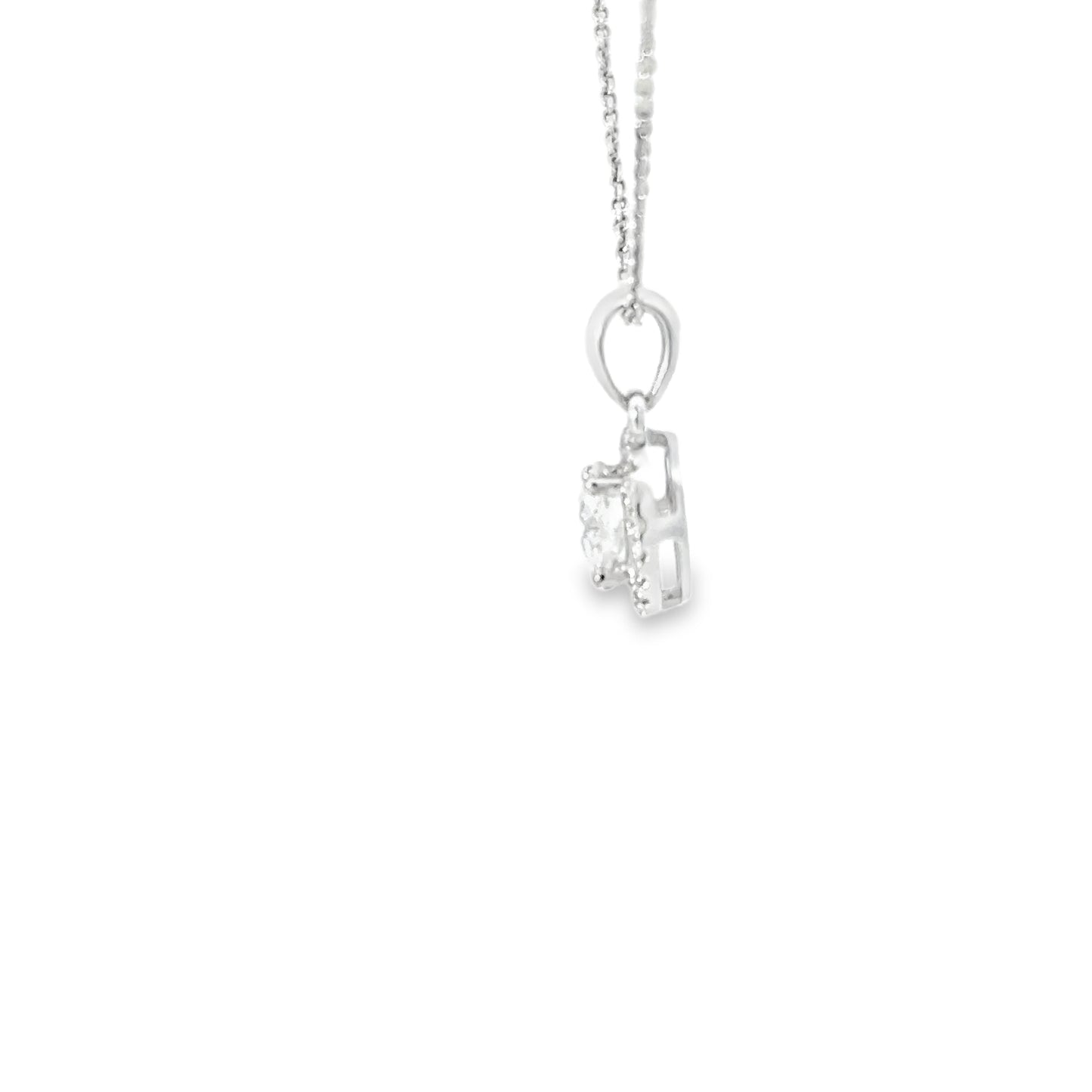 18ct White Gold Diamond Halo Necklace (Pre-Loved), Est. 0.50ct