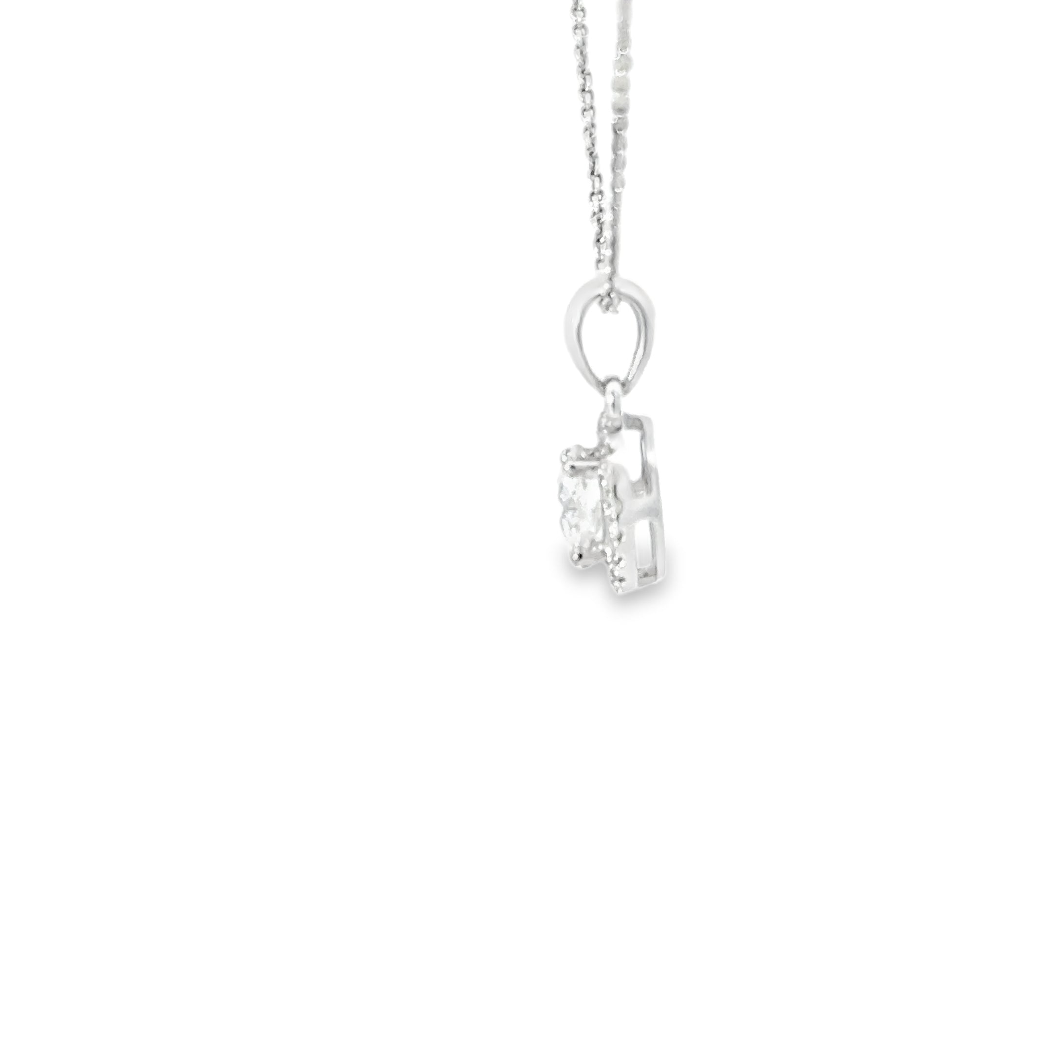 18ct White Gold Diamond Halo Necklace