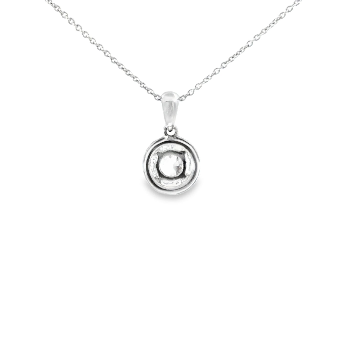 18ct White Gold Diamond Halo Necklace (Pre-Loved), Est. 0.50ct