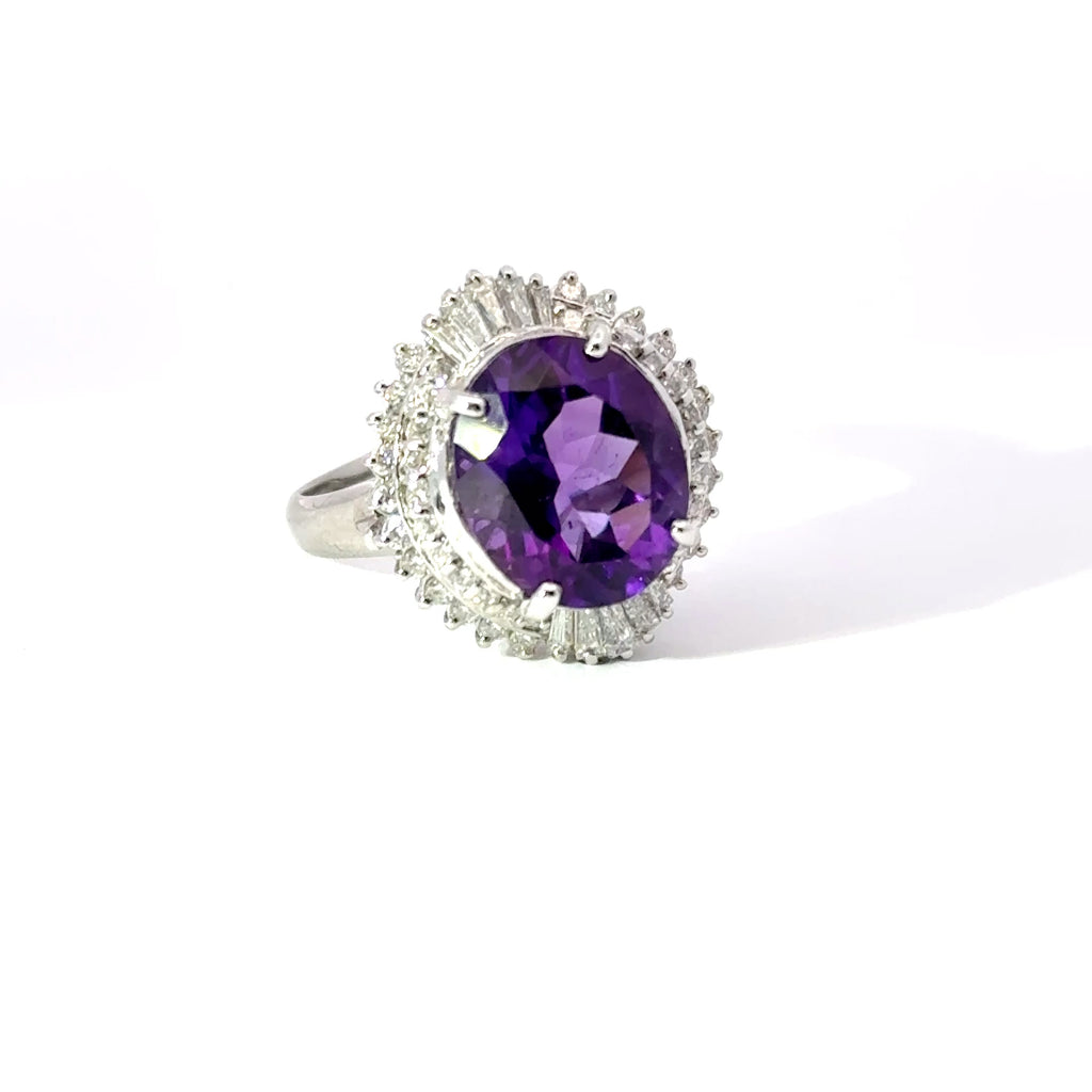 Platinum Amethyst & Diamond Ballerina Ring