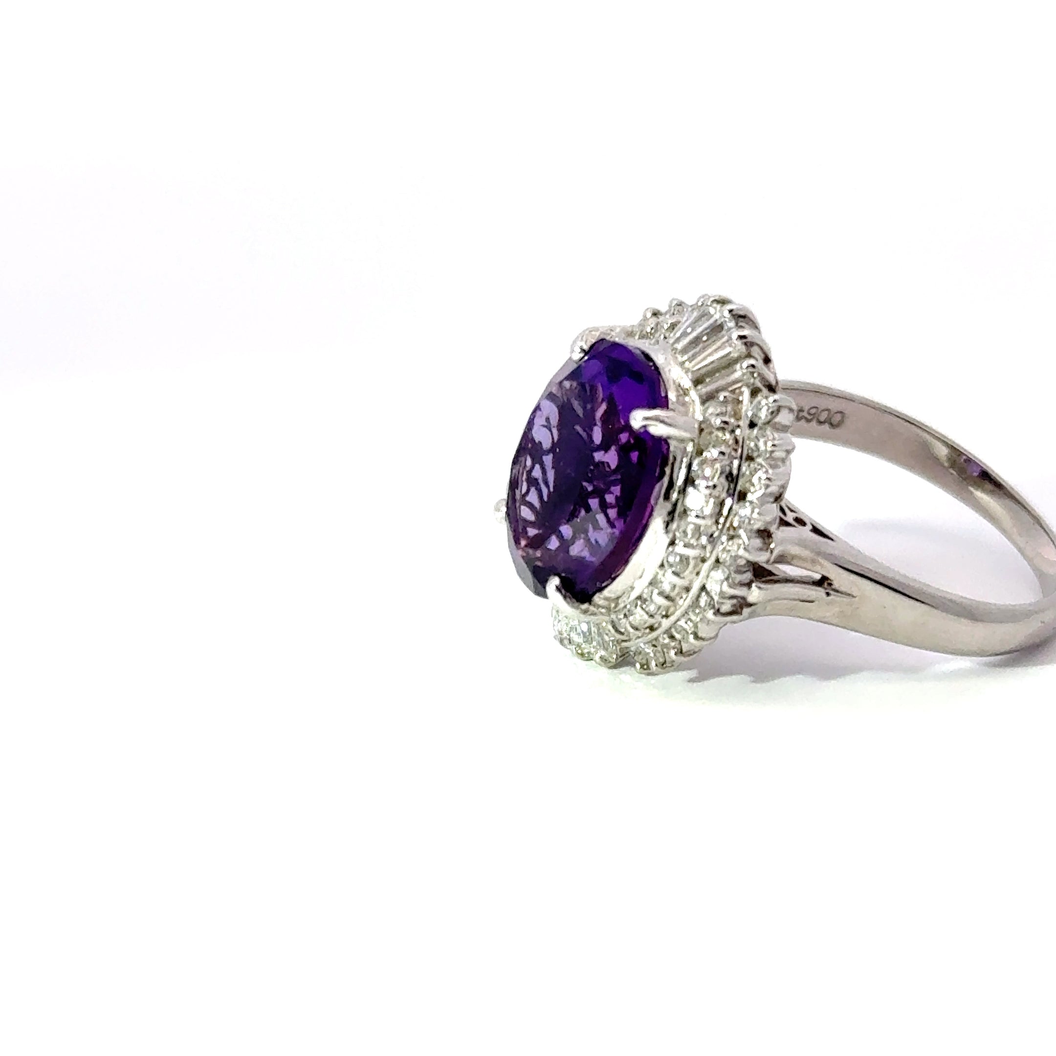 Platinum Amethyst & Diamond Ballerina Ring