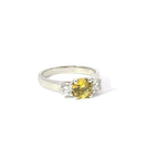 Platinum Yellow Sapphire & Diamond 3 Stone Ring