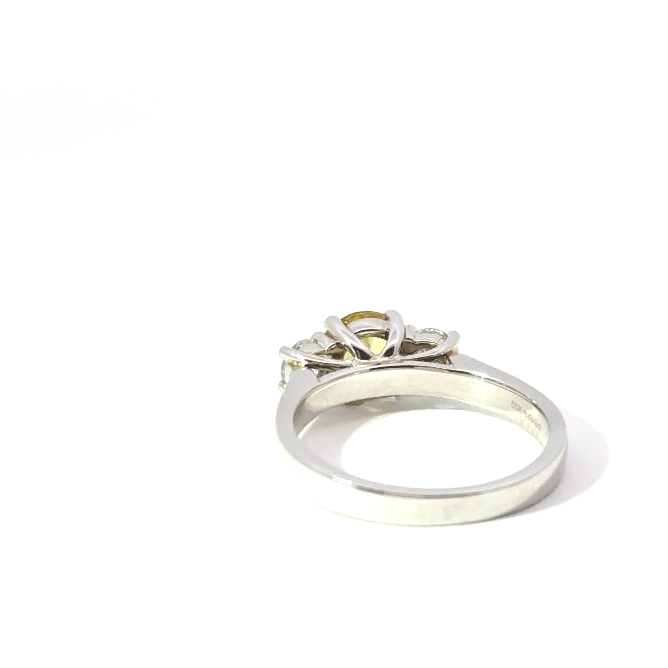 Platinum Yellow Sapphire & Diamond 3 Stone Ring